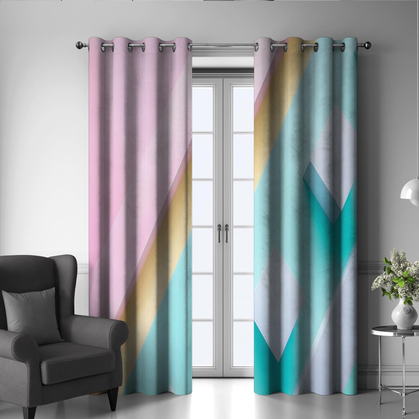 Amazon｜保育園のカーテンシンプルなスタイルの遮光カーテン幾何